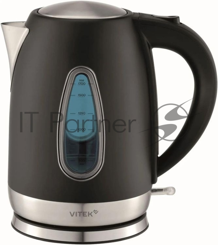 Чайник электрический Vitek VT-WK1065 1.7л. 2000Вт черный/серебристый корпус: металл