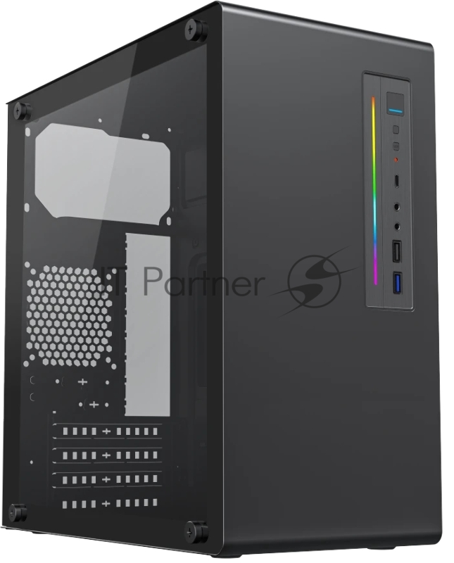 Корпус Foxline FL-728TG-U3C, Mini-Tower, чёрный