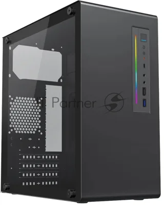 Корпус Foxline FL-728TG-U3C, Mini-Tower, чёрный