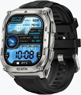 Умные часы KOSPET Tank M4, 1.96" AMOLED, Bluetooth 5.3, GPS, 10 ATM, IP69K, серебристый