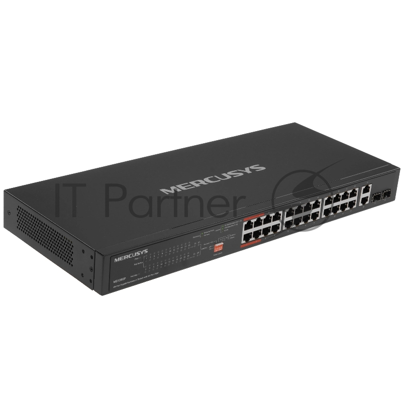 Коммутатор Mercusys MS128GP, 24×1 Гбит/с PoE + 2×1 Гбит/с + 2×1 Гбит/с SFP, неуправляемый