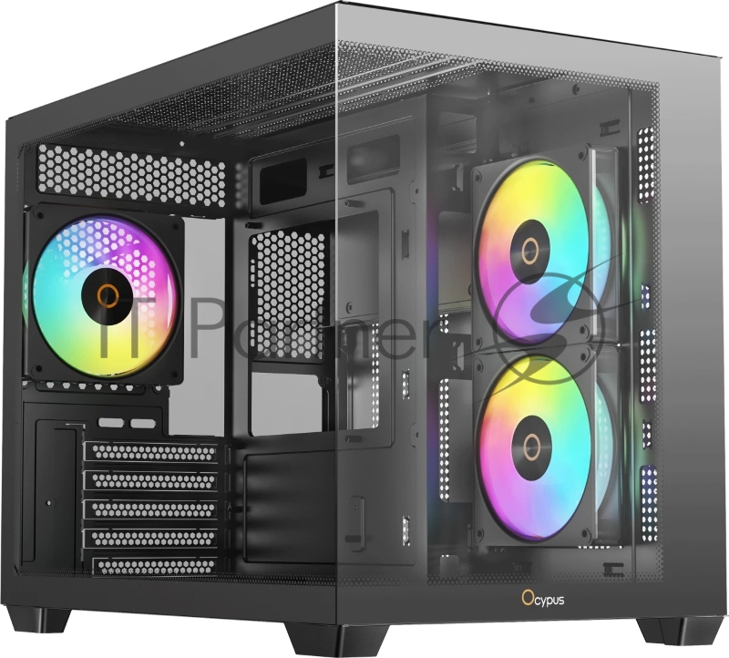 Корпус Ocypus Gamma C54 BK ARGB, Mini-Tower, чёрный, 3 x 120 мм