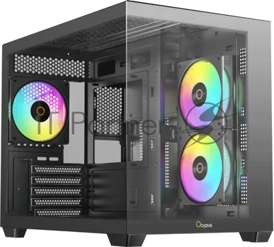 Корпус Ocypus Gamma C54 BK ARGB, Mini-Tower, чёрный, 3 x 120 мм