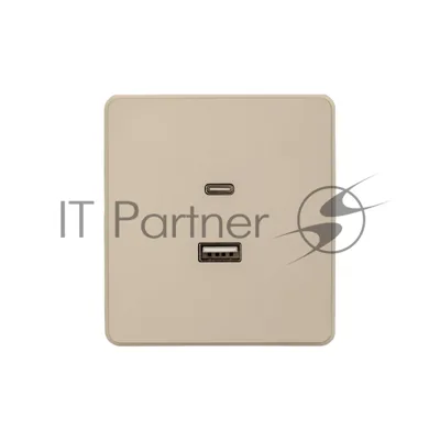 Розетка KRANZ ROUND USB-A+Type-C 3А с функцией быстрой зарядки шелк