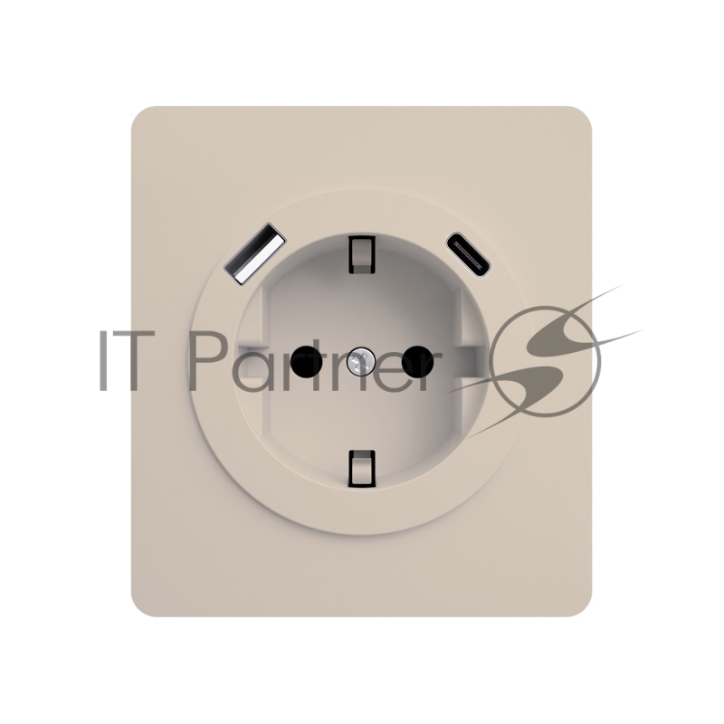 Розетка KRANZ ROUND 1-ая с/з с/у з/ш 16А с USB A+C быстрой зарядки 5В/3А шелк