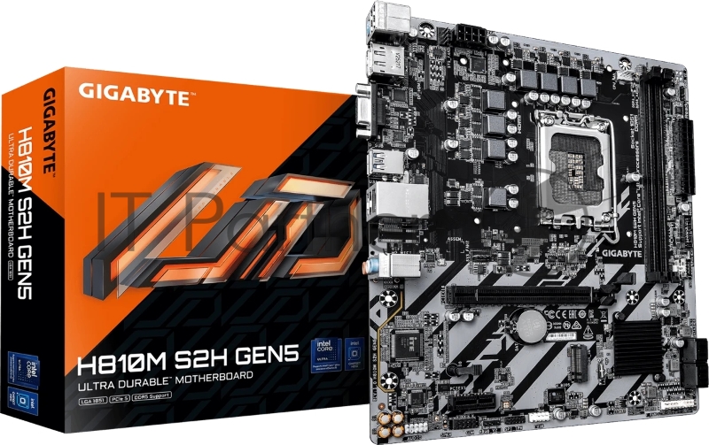 Материнская плата Gigabyte H810M S2H GEN5, LGA 1851, Intel H810, 2xDDR5, 4xSATA, 1xM.2, 1xPCIe 5.0 x16, 1xPCIe x1, 1xVGA, 1xHDMI, 1xDP, 1x1Gb LAN, 4xUSB-A 5Gbps, 2xUSB-A 2.0, 1xPS/2, 3x3.5 мм, 7.1, mATX