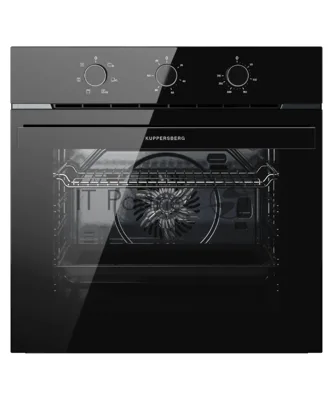 Духовой шкаф Kuppersberg HO 603 Black Glass, High-Tech, 78 л, поворотное управление, таймер, 6 режимов, макс. температура 310 градусов, энергоэффективность А, цвет черный, цвет фурнитуры черный