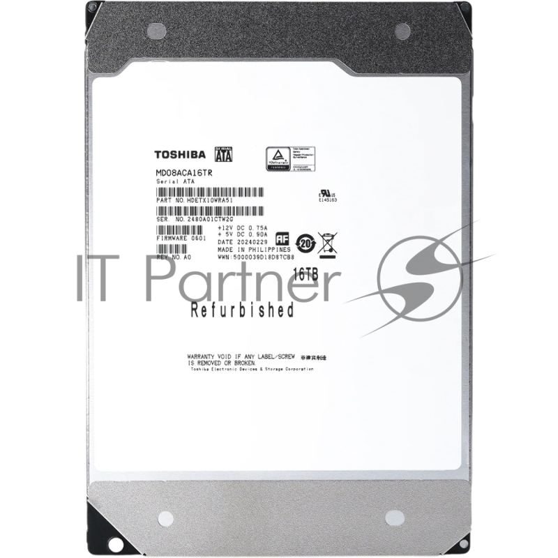 Жесткий диск HDD Toshiba MD08 SATA3 16Tb 3.5" 7200 512Mb OFFICIAL RECERTIFIED 1 year warranty