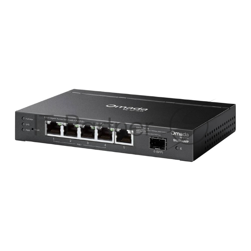 Коммутатор TP-Link Omada SG2206MP, 4×1 Гбит/с PoE+ + 2×1 Гбит/с SFP, управляемый