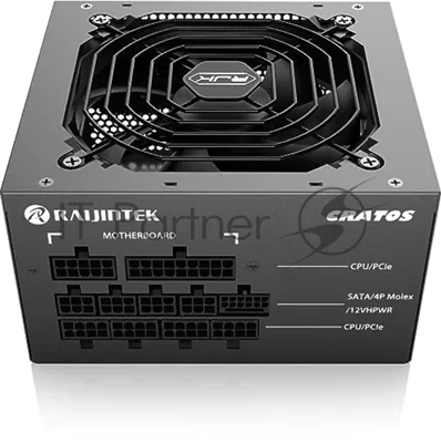 Блок питания Raijintek CRATOS 1000, 1000W 80+ Gold (ATX, 3.1, PCIe 5.1, Full-modular, 1x24(20+4)pin, 2x4+4-pin CPU, 4x6+2-pin PCIe, 1x12V(2x6), 8xSATA3, 4xMolex, Active, 120x120mm, 150x140x86mm, APFC, black)