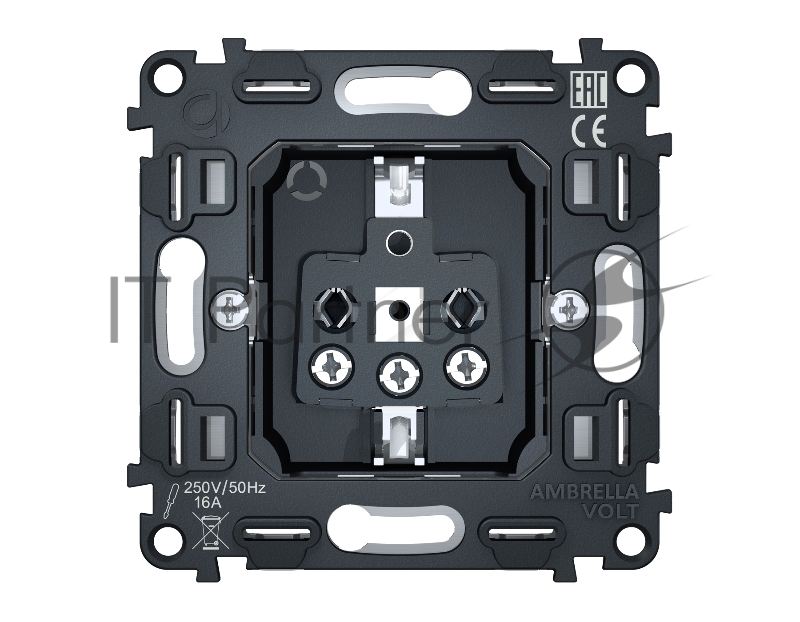 Механизм электрической розетки Ambrella Volt 16A-250V 2P+E с заземлением на винтовых зажимах QUANT VM141