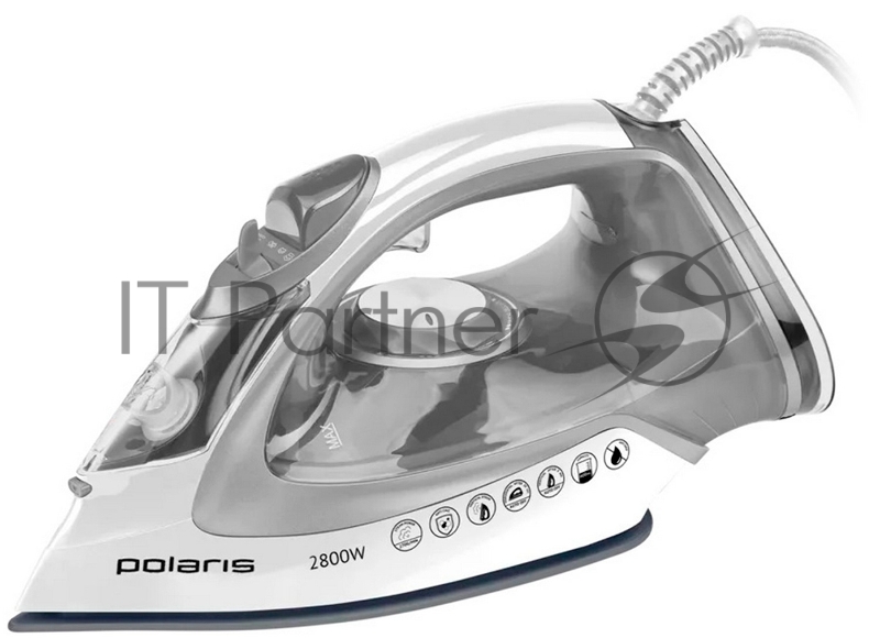 Утюг Polaris PIR-2821AK белый/серебряный, 2800 Вт, 55 г/мин, 270 г/мин, 400 мл