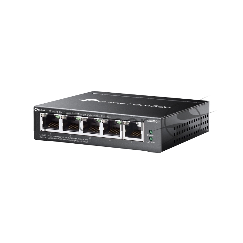 Коммутатор TP-Link Omada ES205GP, 4×1 Гбит/с PoE + 1×1 Гбит/с Uplink, настраиваемый