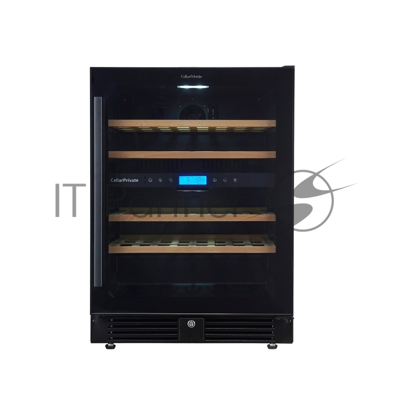 Винный шкаф встраиваемый Cellar Private CP043-2TB чёрный, 129 л, 2 отсека, 43 бут.