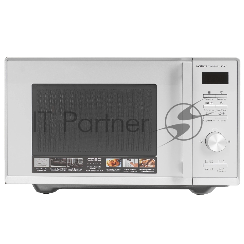 Микроволновая печь CASO HCMG 25 Ceramic Chef серый/черный, 25 л, 900 Вт, переключатели - кнопки