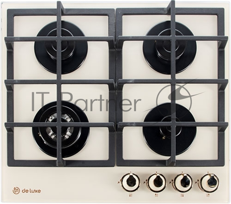 Газовая варочная поверхность DeLuxe GG4 750229F-TC-152, 4 конфорки, закаленное стекло, 7800 Вт