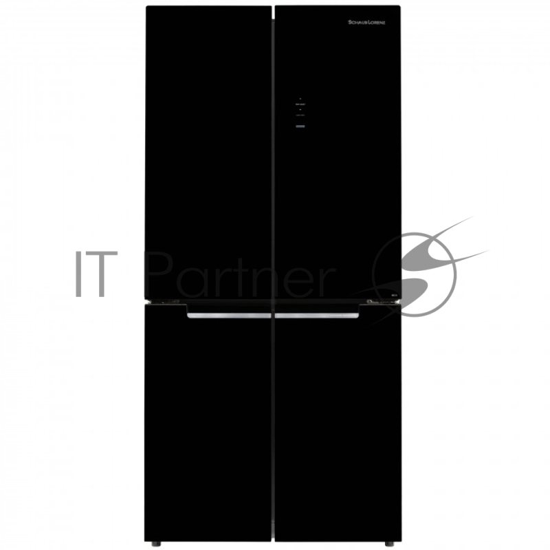 Холодильник Schaub Lorenz SLU X490GY3EI черное стекло трехкамерный 300/124л морозилка снизу, No Frost, Side by Side