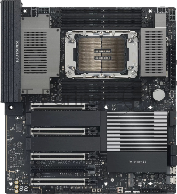Серверная материнская плата ASUS PRO WS W890-SAGE, 1xLGA 4710-2, Intel W890, 8xDDR5, 4xSATA, 4xM.2, 4xPCIe 5.0 x16, 1xPCIe 4.0 x16, 2xDP, 1x2.5Gb LAN, 1x10Gb LAN, 2xUSB-C 40Gbps (USB4 / Gen3x2), 6xUSB-A 10Gbps, 2xUSB-A 2.0, 7.1, SSI CEB