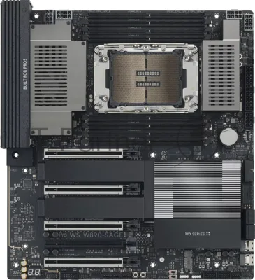 Серверная материнская плата ASUS PRO WS W890-SAGE, 1xLGA 4710-2, Intel W890, 8xDDR5, 4xSATA, 4xM.2, 4xPCIe 5.0 x16, 1xPCIe 4.0 x16, 2xDP, 1x2.5Gb LAN, 1x10Gb LAN, 2xUSB-C 40Gbps (USB4 / Gen3x2), 6xUSB-A 10Gbps, 2xUSB-A 2.0, 7.1, SSI CEB
