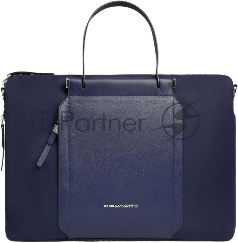 Деловая сумка женская Piquadro Lyra CA4021W92T/BLU с отделением для ноутбука 15.6" темно-синяя нейлон/натур.кожа