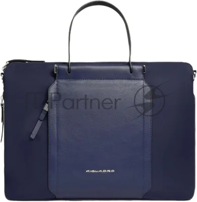 Деловая сумка женская Piquadro Lyra CA4021W92T/BLU с отделением для ноутбука 15.6" темно-синяя нейлон/натур.кожа