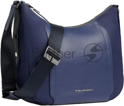 Сумка женская Piquadro Lyra BD6657W92T/BLU темно-синяя нейлон/натур.кожа