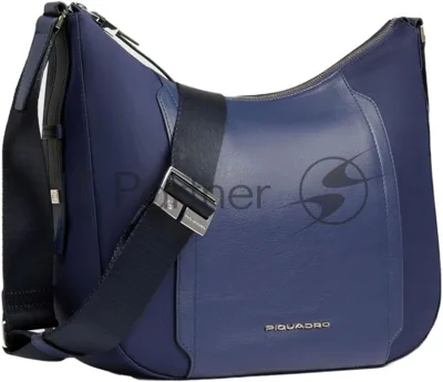Сумка женская Piquadro Lyra BD6658W92T/BLU темно-синяя нейлон/натур.кожа