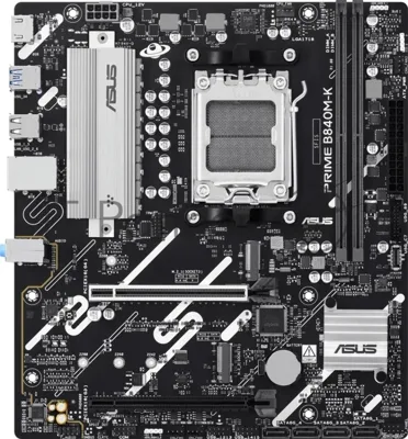 Материнская плата Asus PRIME B840M-K, AM5, AMD B840, 2xDDR5, 4xSATA, 2xM.2, 1xPCIe 4.0 x16, 1xPCIe 4.0 x1, HDMI, 1x2.5Gb LAN, 6xUSB, 7.1, microATX