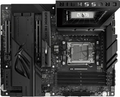 Материнская плата ASUS ROG CROSSHAIR X870E DARK HERO, AM5, AMD X870E, 4xDDR5, 4xSATA 6Gb/s, 5xM.2, 2xPCIe 5.0 x16, 1xHDMI, 2xDisplayPort, 1x10Gb LAN, 1x5Gb LAN, 11xUSB, 2x3.5 мм, 7.1, ATX