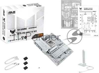 Материнская плата ASUS TUF GAMING X870-PRO WIFI7 W NEO, AM5, AMD X870, 4xDDR5, 2xSATA, 4xM.2, 1xPCIe 5.0 x16, 1xPCIe 4.0 x16, 1xHDMI, 1x5Gb LAN, Wi-Fi 7, Bluetooth 5.4, 2xUSB-C 40Gbps (USB4 / Gen3x2), 3xUSB-A 10Gbps, 4xUSB-A 5Gbps, 1xUSB-A 2.0, 3x3.5 мм, 7.1, ATX