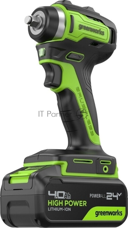 Гайковерт Greenworks G24IW200 аккум. патрон:квад.3/8" (3803607CUB)