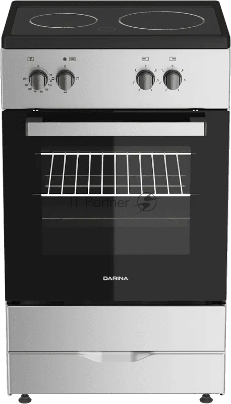 Плита электрическая Darina 1F 5604 S серебристый, конфорок 2 шт, духовка 45 л, 50 см x 85 см x 41 см