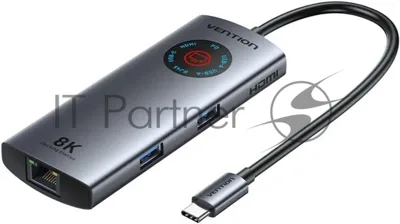 USB-концентратор Vention TQZHB, USB Type-C, USB/HDMI/RJ-45/USB Type-C, USB Type-C