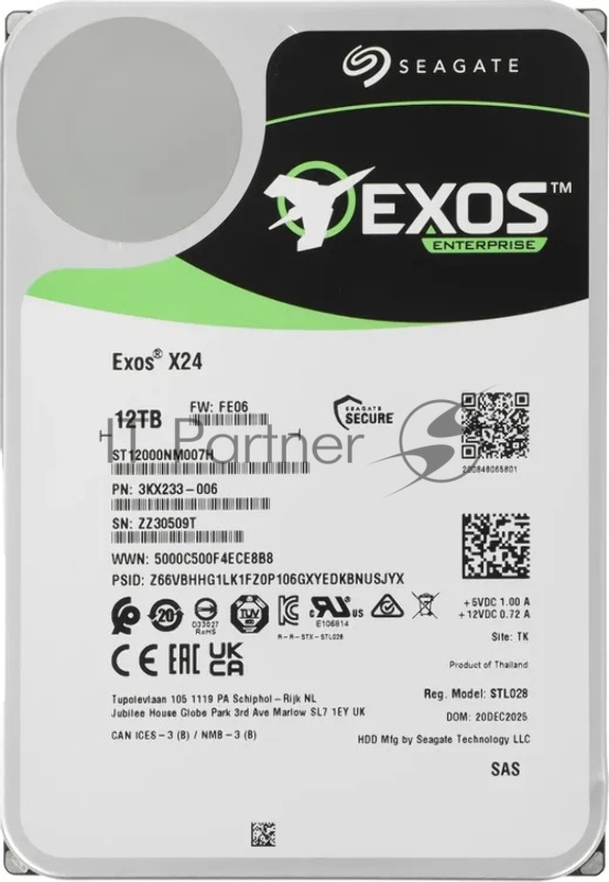 Жесткий диск HDD Seagate Exos X24 12Tb 7200rpm SAS 512Mb 3.5"