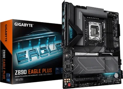 Материнская плата Gigabyte Z890 EAGLE PLUS, LGA 1851, Intel Z890, 4xDDR5, 4xSATA, 4xM.2, 1xPCIe 5.0 x16, 2xPCIe 4.0 x16, 1xDP, 1x2.5Gb LAN, 1xUSB-C 40Gbps (USB4), 2xUSB-A 10Gbps, 3xUSB-A 5Gbps, 4xUSB-A 2.0, 3x3.5 мм + S/PDIF оптический, 7.1, с подсветкой, ATX