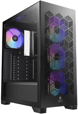 Корпус AZZA Aerohex Black, Midi-Tower, чёрный, 4 x 120 мм