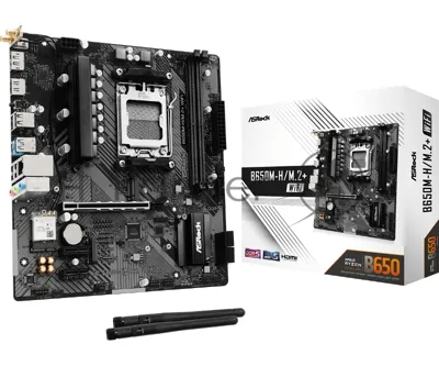 Материнская плата ASRock B650M-H/M.2+ WiFi, AM5, AMD B650, 2xDDR5, 4xSATA, 2xM.2, 1xPCIe 4.0 x16, 2xPCIe 4.0 x1, 1xHDMI, 1xDP, 1x1Gb LAN, Wi-Fi 5, Bluetooth 5.0, 1xUSB-C 5Gbps, 3xUSB-A 5Gbps, 2xUSB-A 2.0, 3x3.5 мм, 7.1, mATX