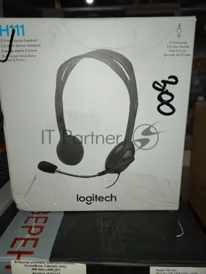 (Поврежденная упаковка) Гарнитура проводная LOGITECH Stereo Headset H111 gray (1х mini Jack 3.5mm, кабель 1, 8м) (981-000593)