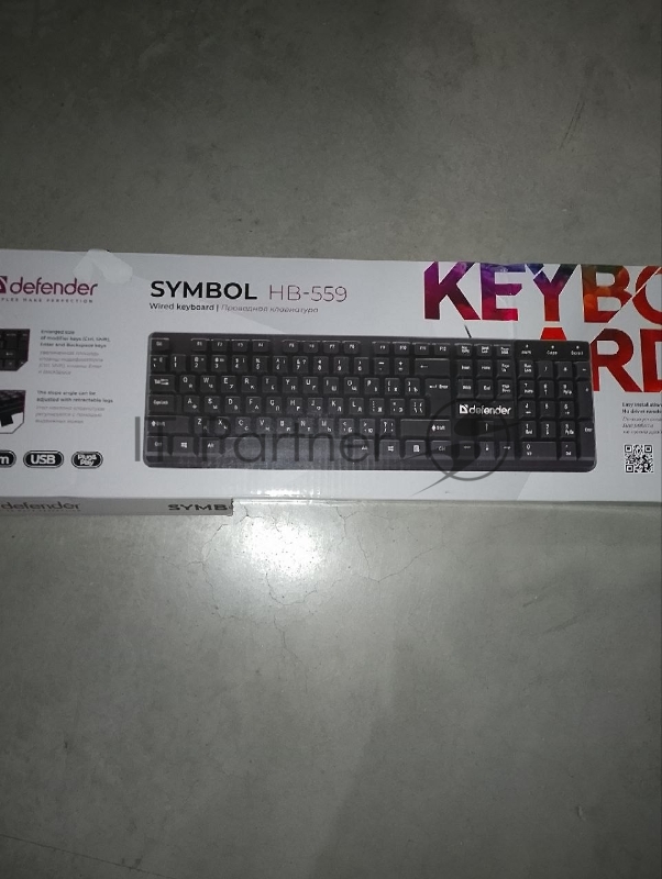 (Поврежденная упаковка) Клавиатура проводная DEFENDER Symbol HB-559 черный (USB, 104 клавиши) (45559)
