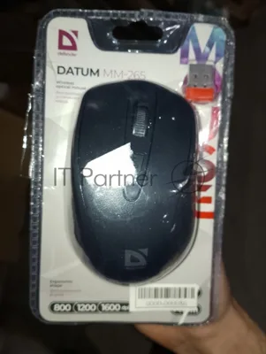 (Поврежденная упаковка) Мышь беспроводная DEFENDER Datum MM-265 черный (USB, 3 кнопки, оптическая, 1600dpi) (52265_ВУ)