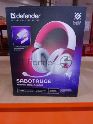 (Поврежденный товар) Гарнитура игровая беспроводная DEFENDER Sabotauge белый (bluetooth/радио, Jack 3.5mm, USB, 2.4G) (64485_(Поврежденный товар) 001329)