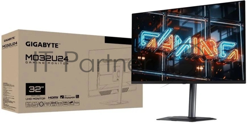 Монитор 31.5" Gigabyte MO32U24 QD-OLED 3840x2160, 240 Гц, 0.03 мс, 16:9, 300 кд/м², 2xHDMI, DisplayPort, USB-C, HDR, FreeSync Premium Pro, G-Sync Compatible, Flicker Free, встроенные динамики, поворот на 90 градусов, регулировка по высоте, черный