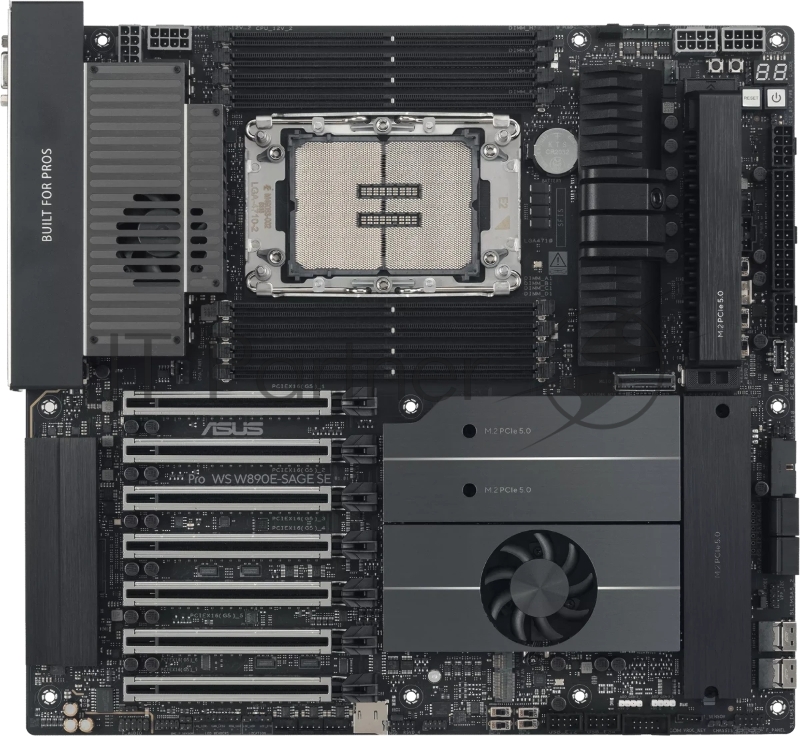 Серверная материнская плата ASUS PRO WS W890E-SAGE SE, LGA 4710-2, Intel W890, 8xDDR5, 4xSATA, 4xM.2, 7xPCIe 5.0 x16, 1xVGA, 2x10Gb LAN, IPMI, 2xUSB-C 40Gbps (USB4 / Gen3x2), 6xUSB-A 10Gbps, 2x3.5 мм, 7.1, EEB
