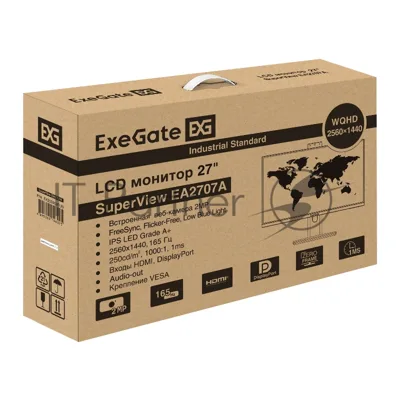 Монитор 27" ExeGate Combat EG2700A IPS 2560x1440, 165 Гц, 1 мс, 16:9, 250 кд/м², 2xHDMI, DisplayPort, USB, Flicker Free, Low Blue Light, с веб-камерой 2 Мп, черный