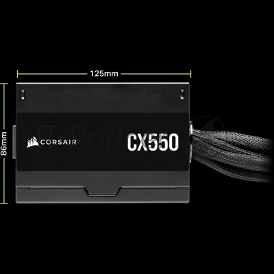 Блоки питания/ Power Supply Corsair CX550, Model RPS0127, 550W 80+ Bronze (ATX, 2.31, Non-modular, 1x24(20+4)pin, 1xCPU 8(4+4)pin, 2xPCIe*2 8(6+2)pin, 3xSATA3, 2xMOLEX4pin, Active, 120x120mm, 150x120x86mm, APFC, Power cable-EU, black)