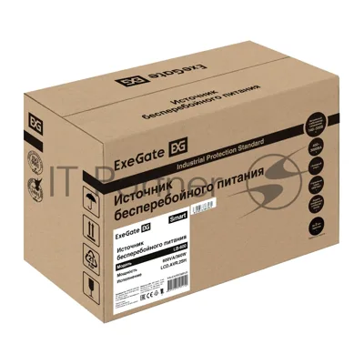 ИБП ExeGate Smart LB-600.LCD.AVR.2SH (600VA/360W, LCD, AVR, 2*Schuko, батарея 12V 7.2Ah, Black)