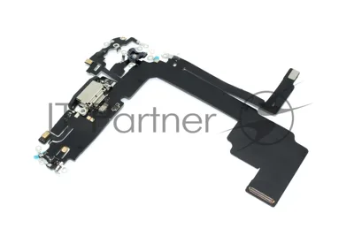Шлейф с разъемом зарядки и микрофоном для iPhone 15 Pro Max (A3106), черный