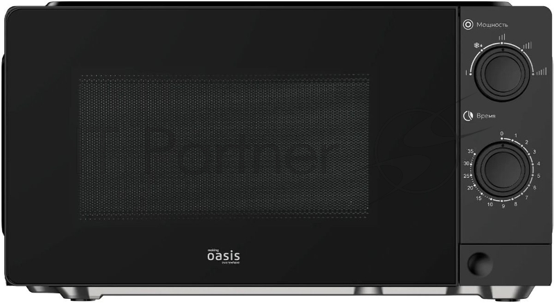 Микроволновая печь Oasis MW-70XB черный, 20 л, 700 Вт, переключатели - поворотный механизм