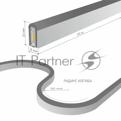 Лента светодиодная LS001 220V / Гибкий неон 9.6W 120Led 2835 IP67 3300K односторонний теплый белый, 50 м