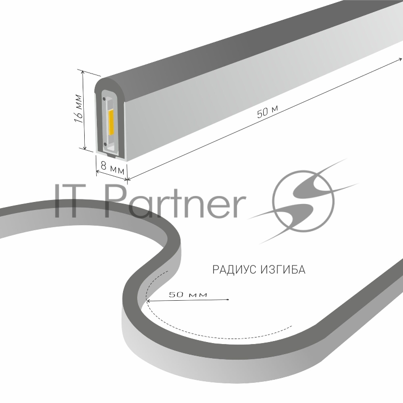 Лента светодиодная LS001 220V / Гибкий неон  9.6W 120Led 2835 IP67 6500K односторонний холодный белый, 50 м